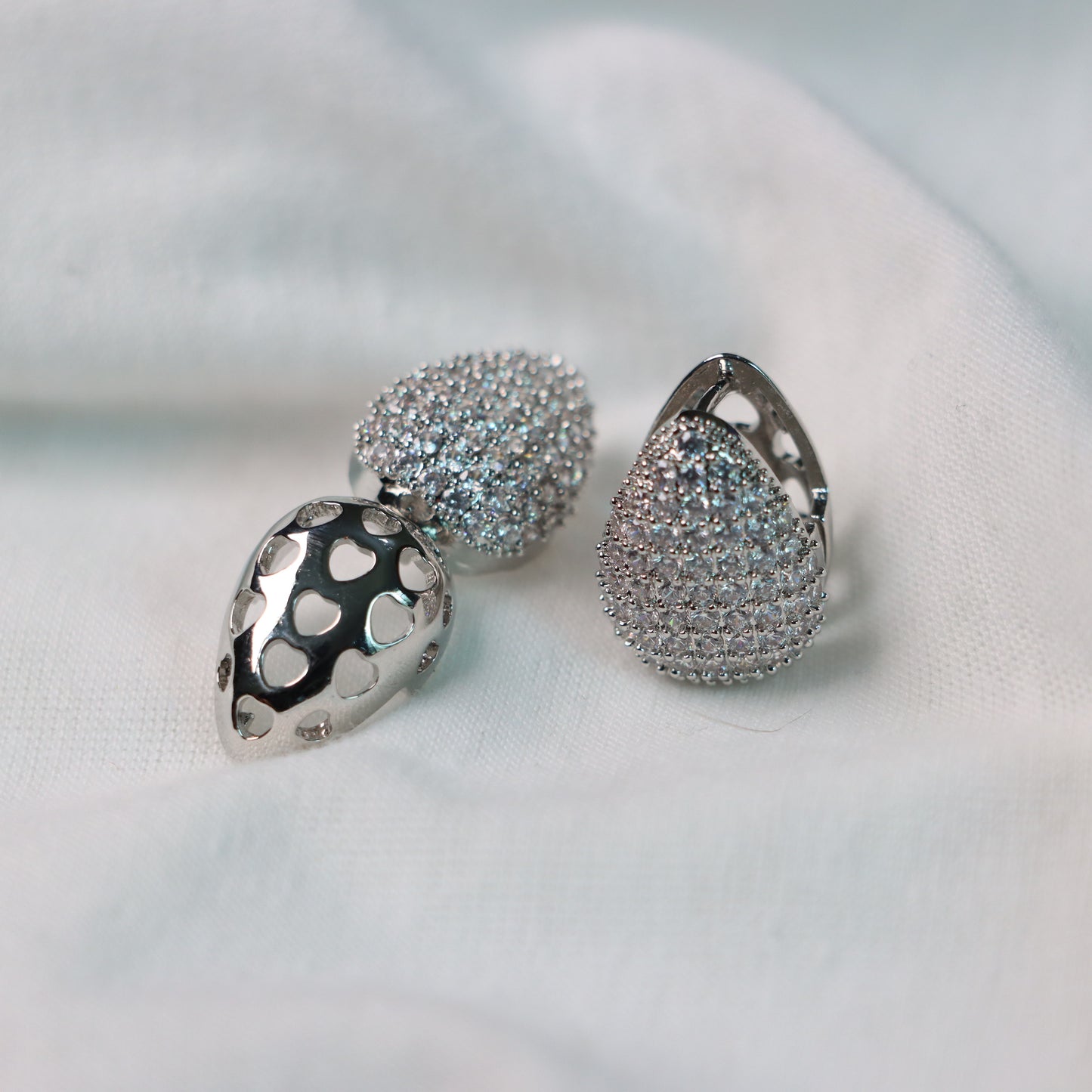 Double-Sided Silver Earrings Best for Party and Office Wear