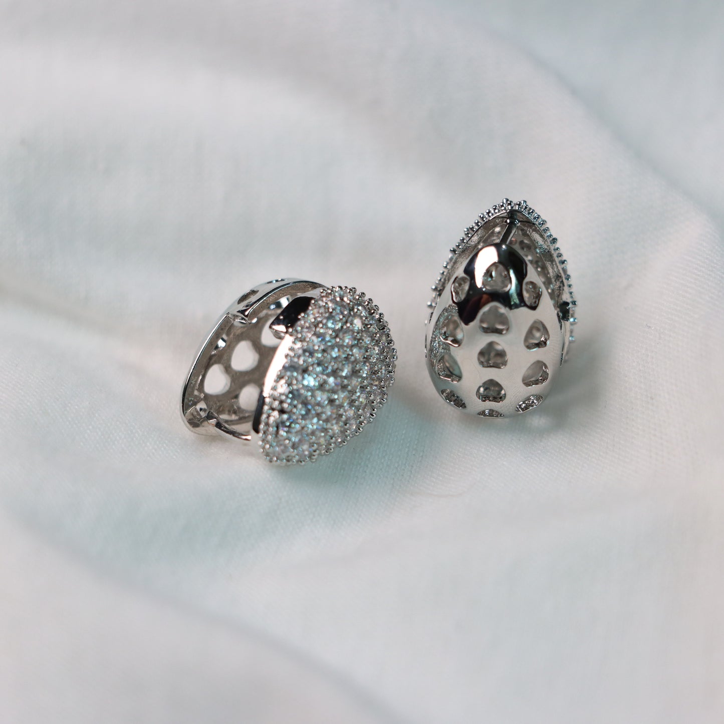 Double-Sided Silver Earrings Best for Party and Office Wear