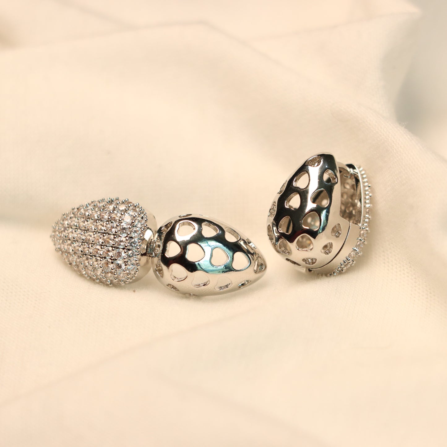 Double-Sided Silver Earrings Best for Party and Office Wear