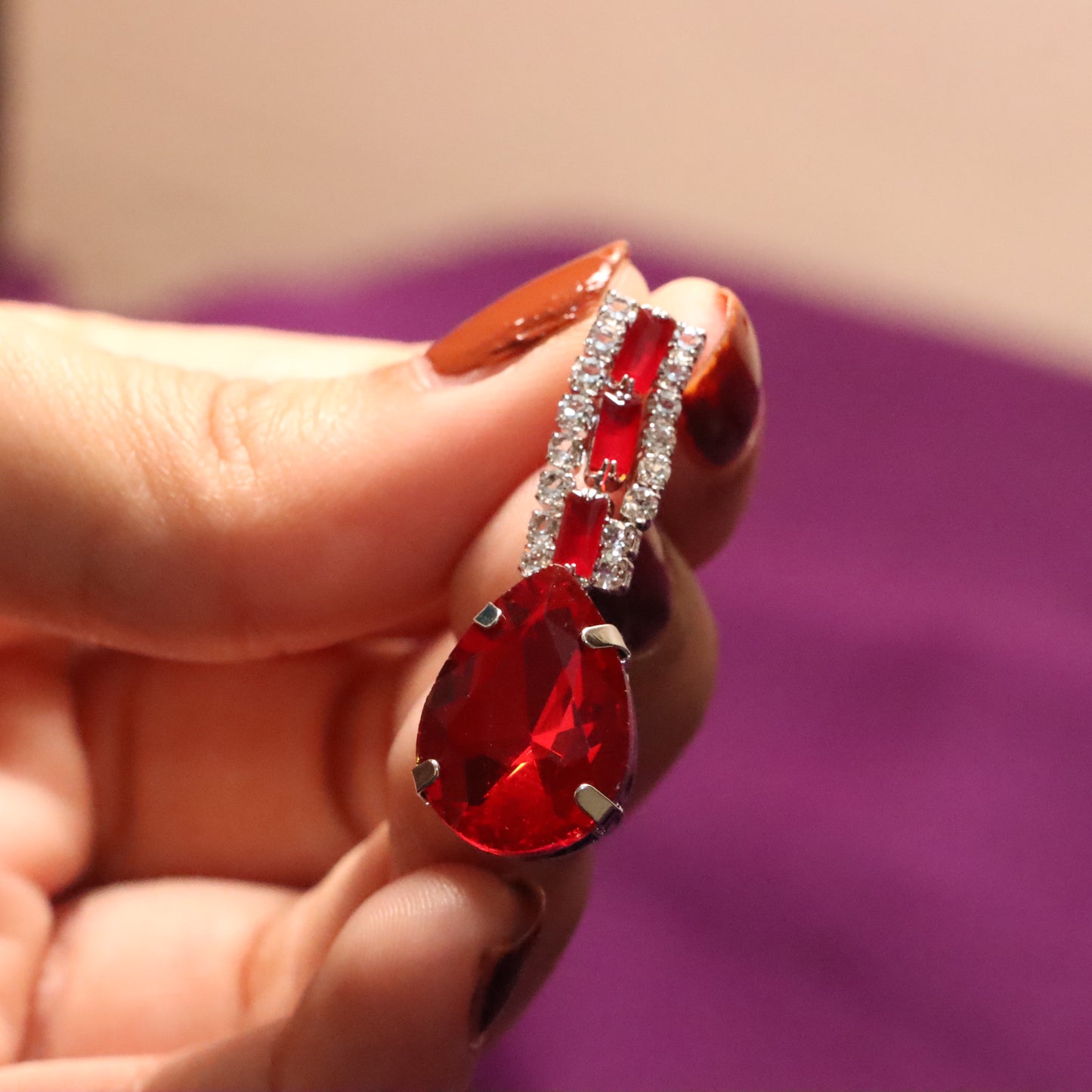 Red Gemstone Earrings