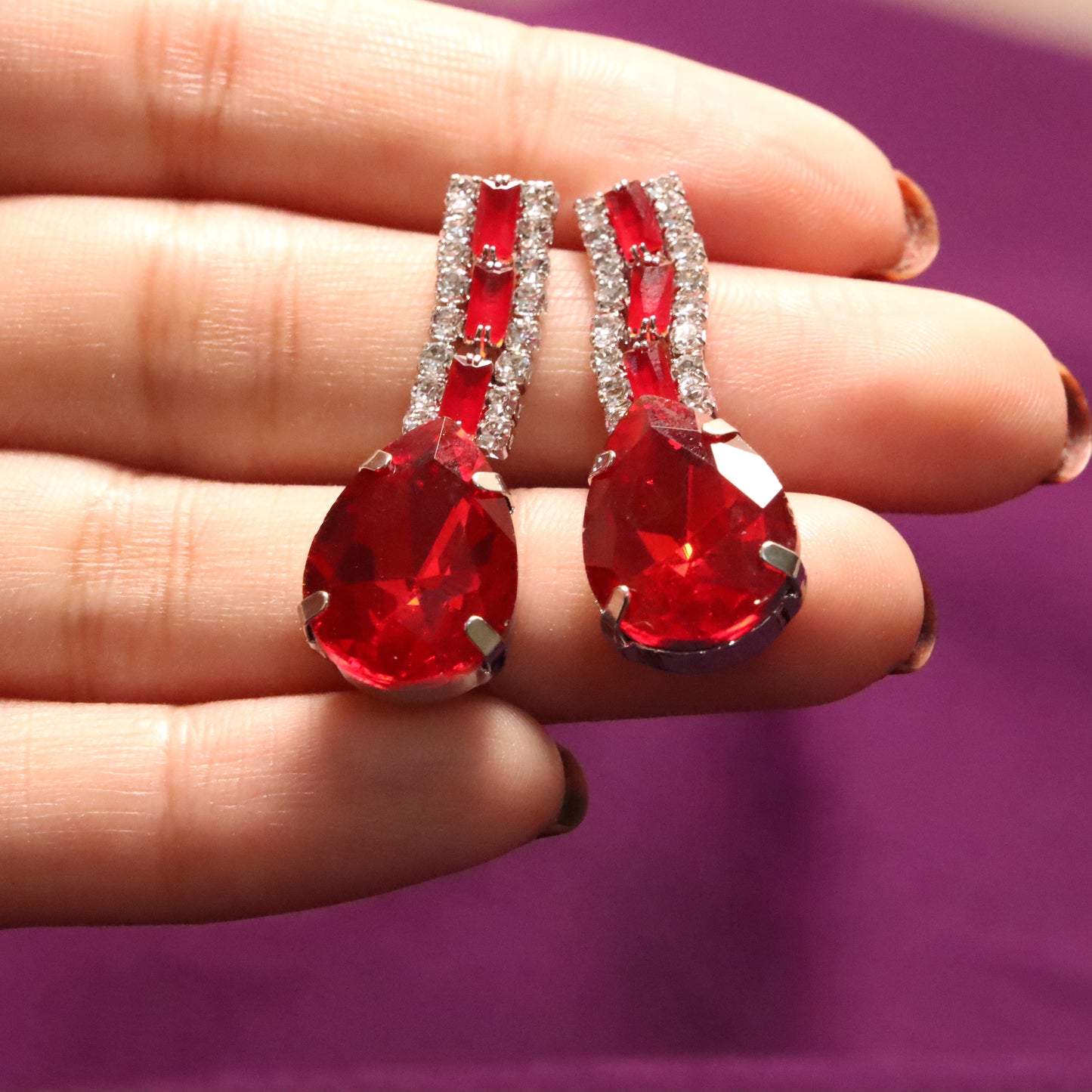 Red Gemstone Earrings
