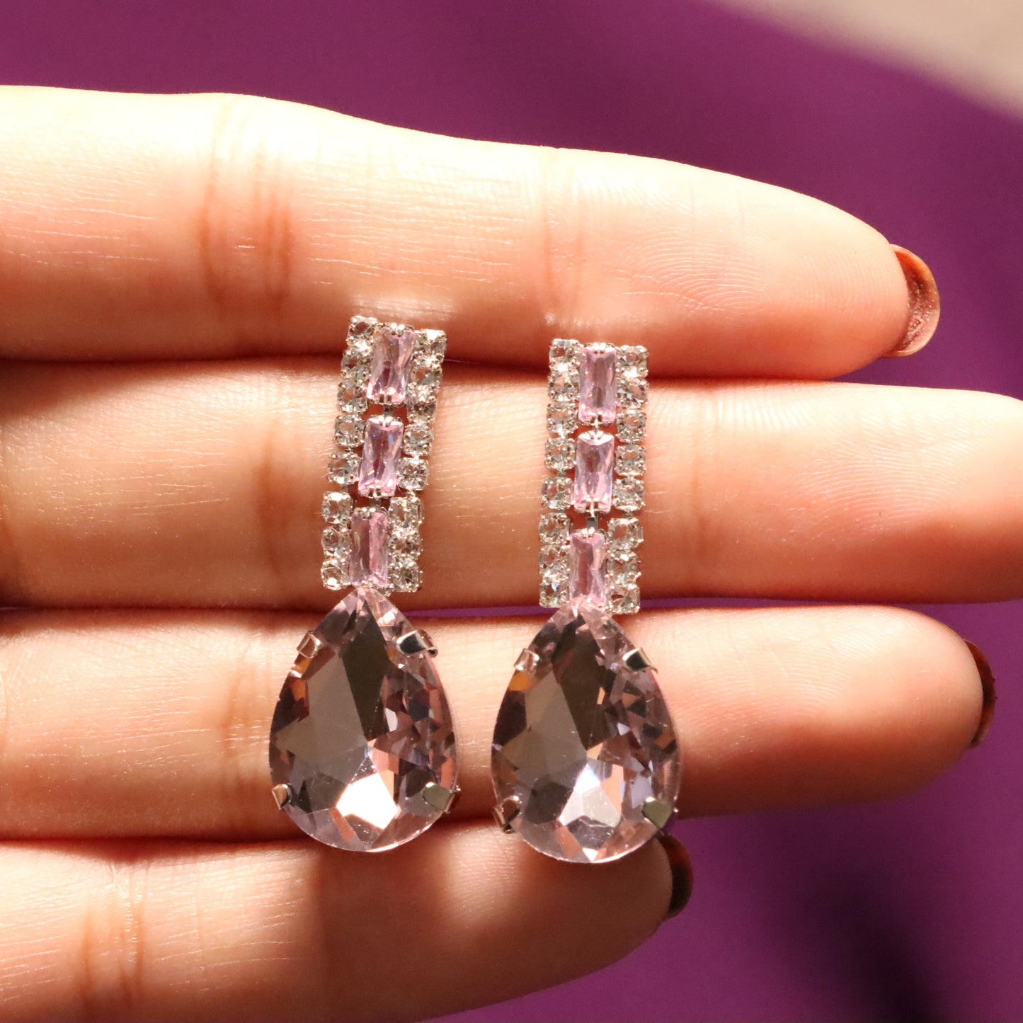 Light-Pink Gemstone Earrings