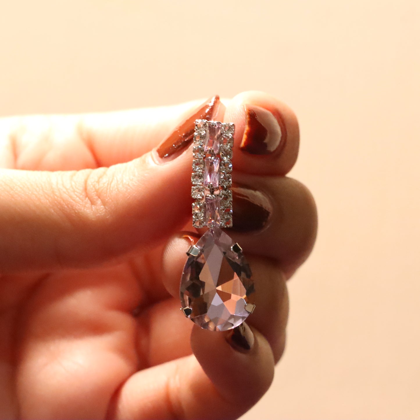 Light-Pink Gemstone Earrings