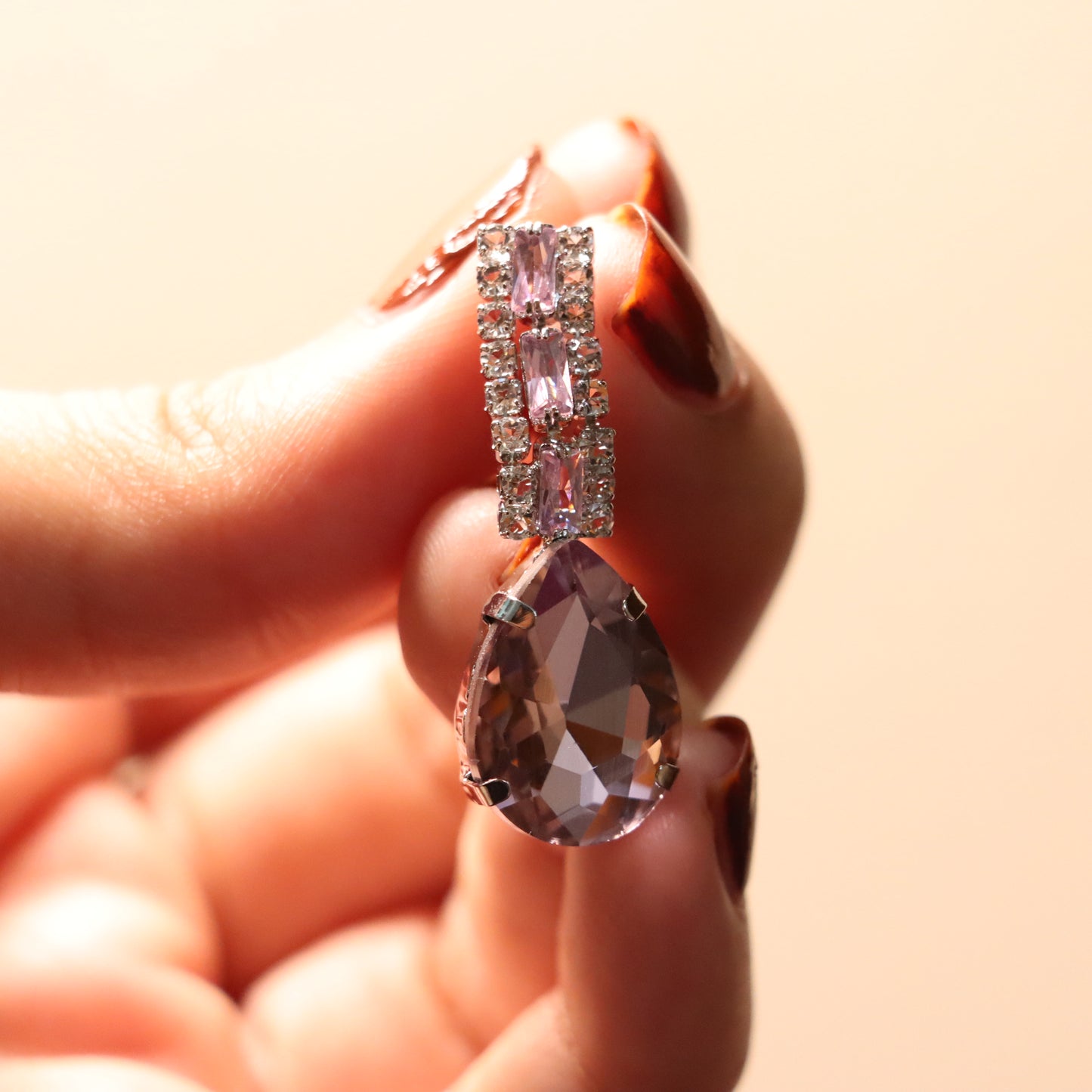 Light-Pink Gemstone Earrings