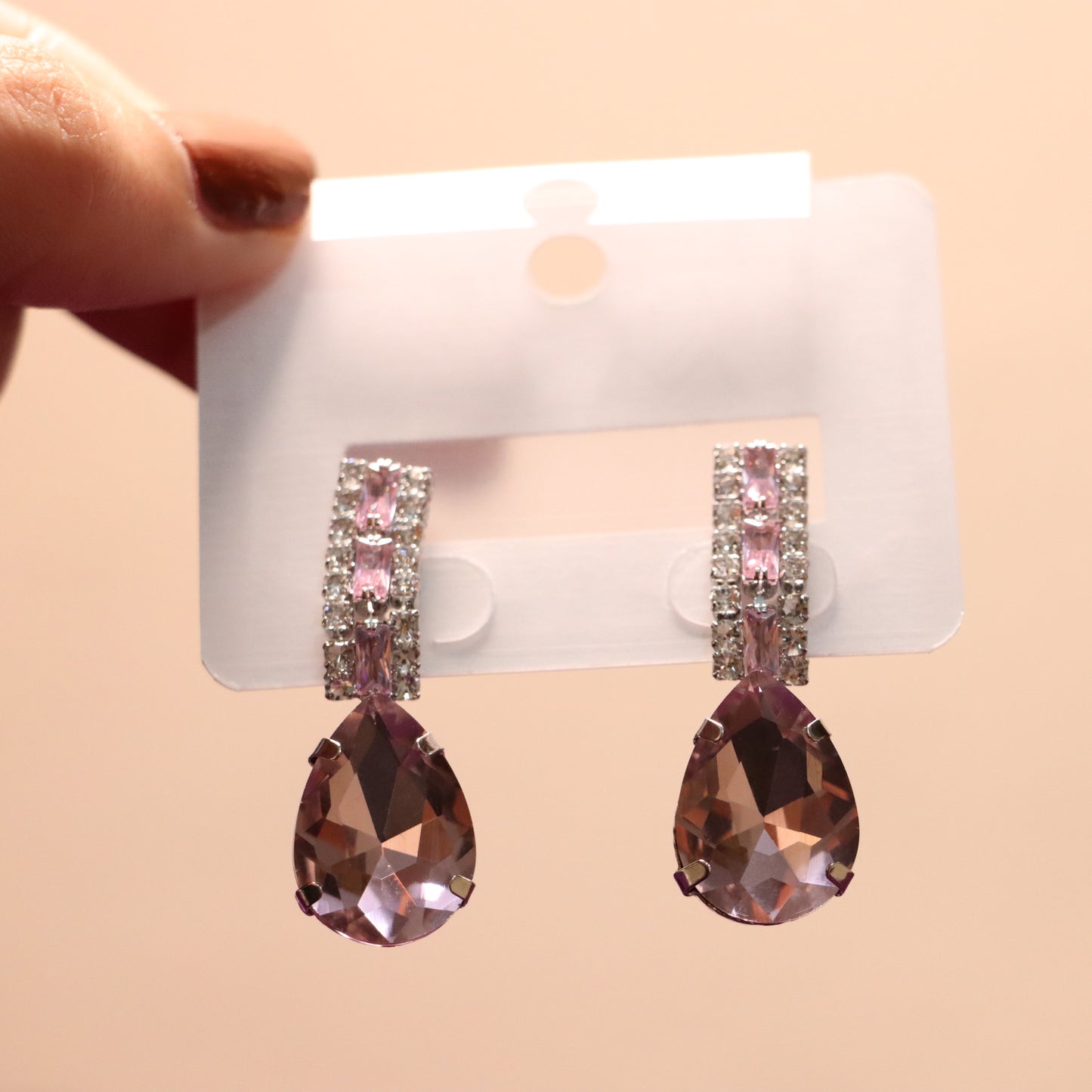 Light-Pink Gemstone Earrings