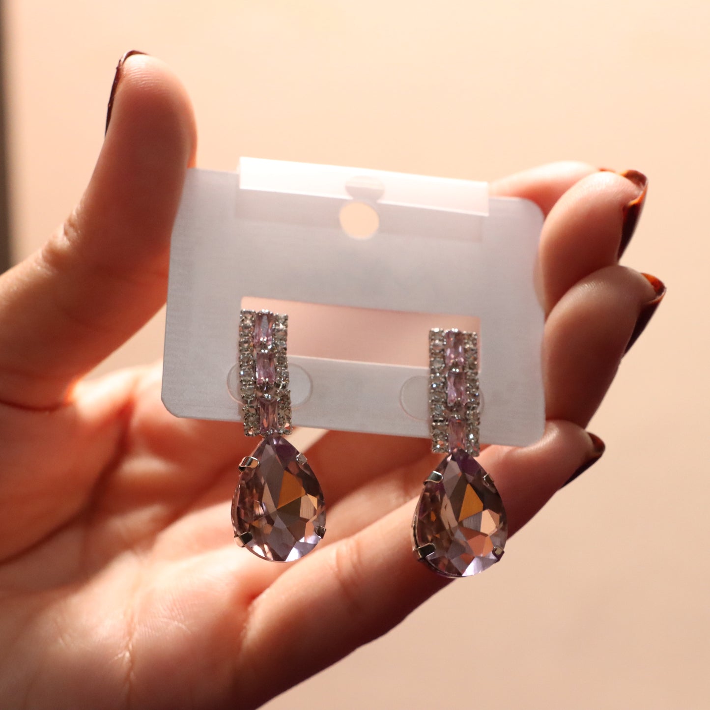 Light-Pink Gemstone Earrings