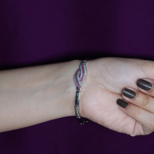 Silver with Pink Stones Bracelet