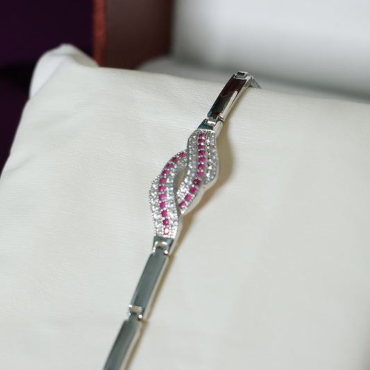 Silver with Pink Stones Bracelet