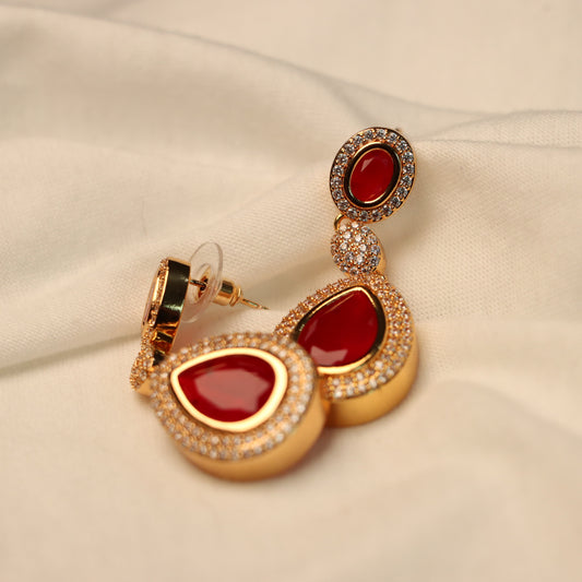 Red Teardrop Dangle Earrings