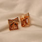 Brown Stone with Golden Bow Earings