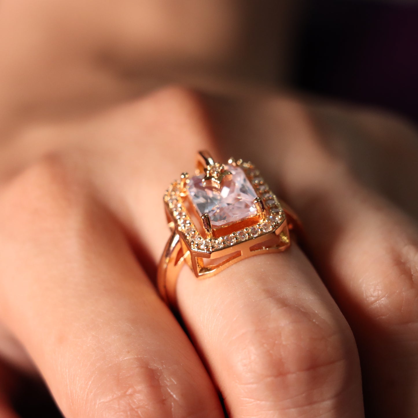 White Gemstone Diamond Ring