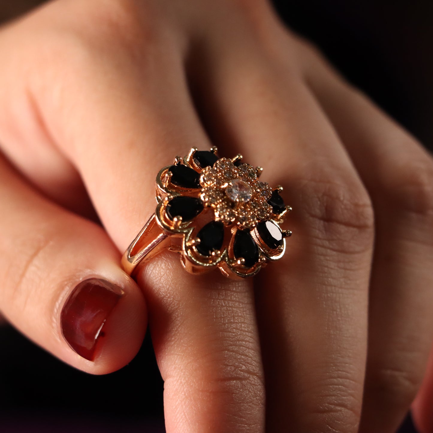 Black Flower Ring
