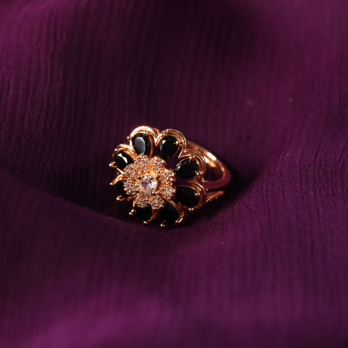 Black Flower Ring