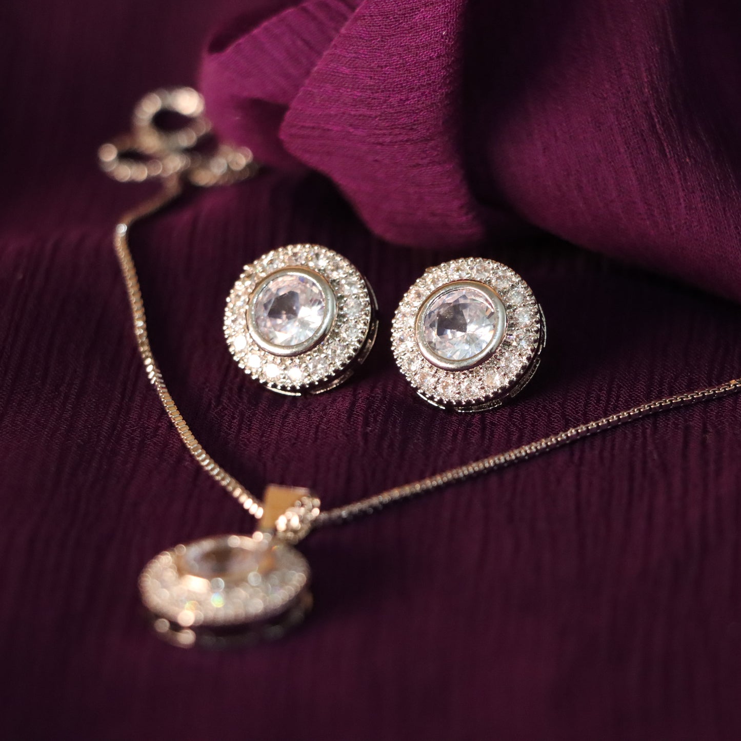 White Necklace with Earrings