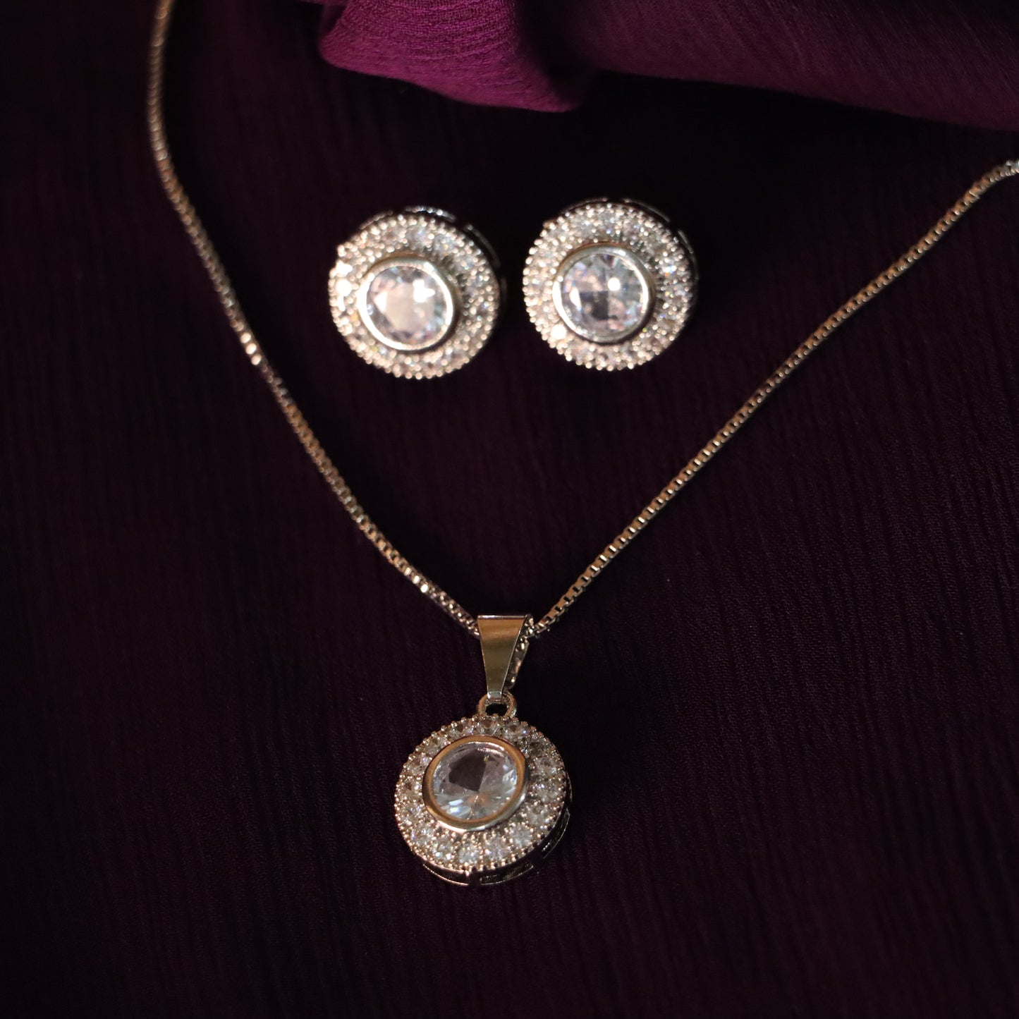 White Necklace with Earrings