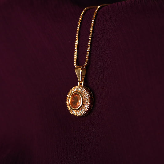 Brown Gemstone Necklace with Earrings