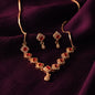 Red Gemstones Golden Necklace with Earrings