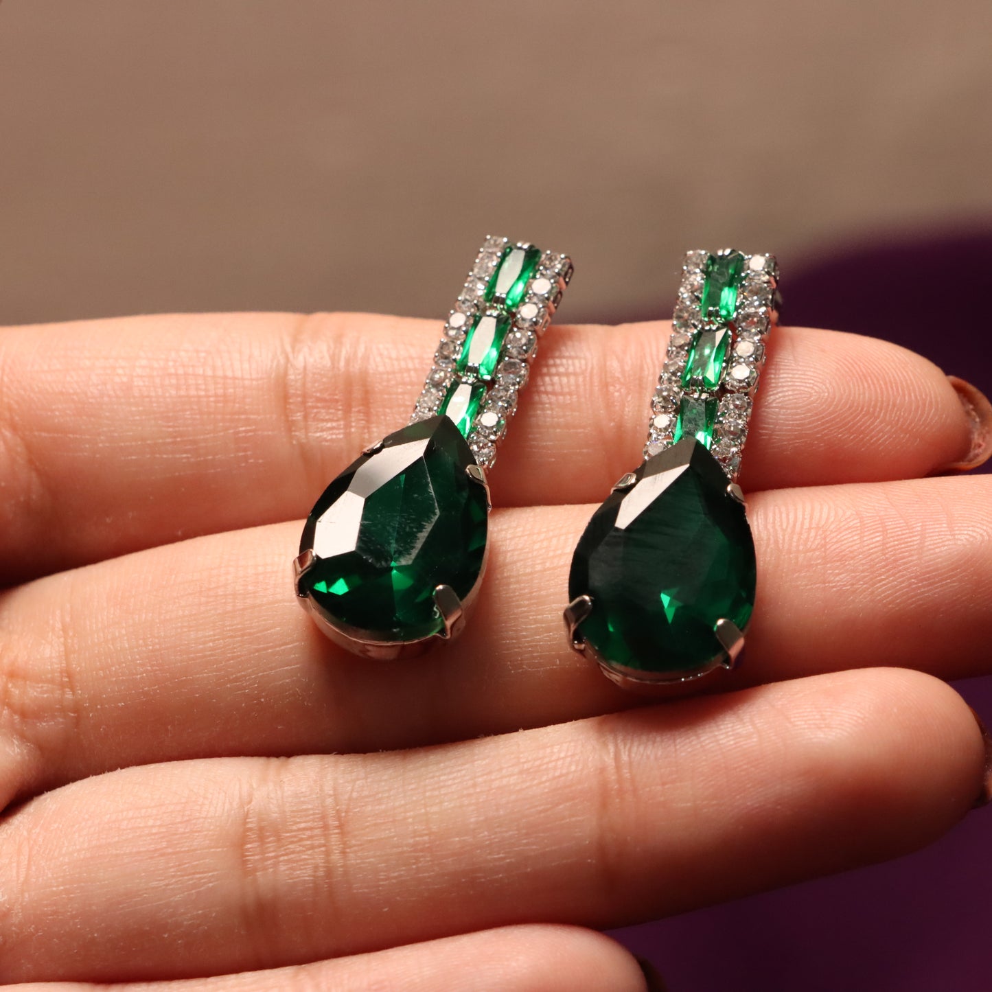 Green Gemstone Earrings
