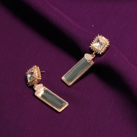 White Gemstone Dangle Earrings