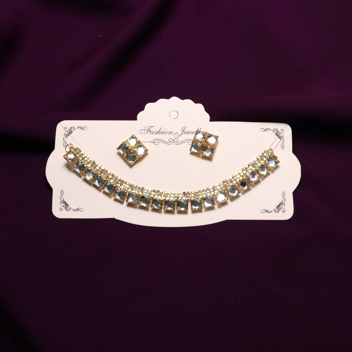 Diamond Gemstones Necklace with Earrings