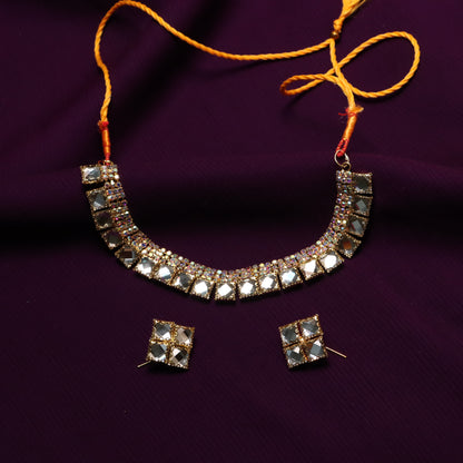 Diamond Gemstones Necklace with Earrings