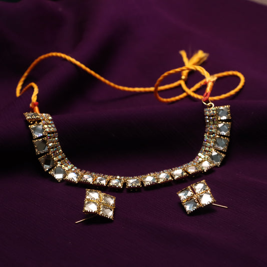 Diamond Gemstones Necklace with Earrings