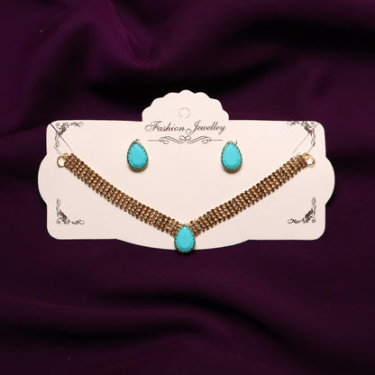 Turquoise Stone Golden Necklace