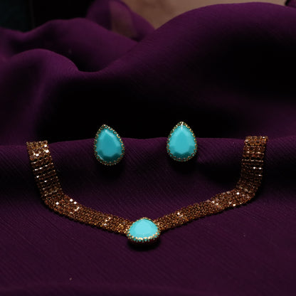 Turquoise Stone Golden Necklace