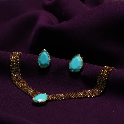 Turquoise Stone Golden Necklace