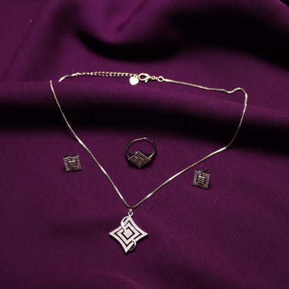 White Necklace with Earrings & Ring